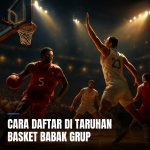 Ilustrasi pertandingan basket malam hari